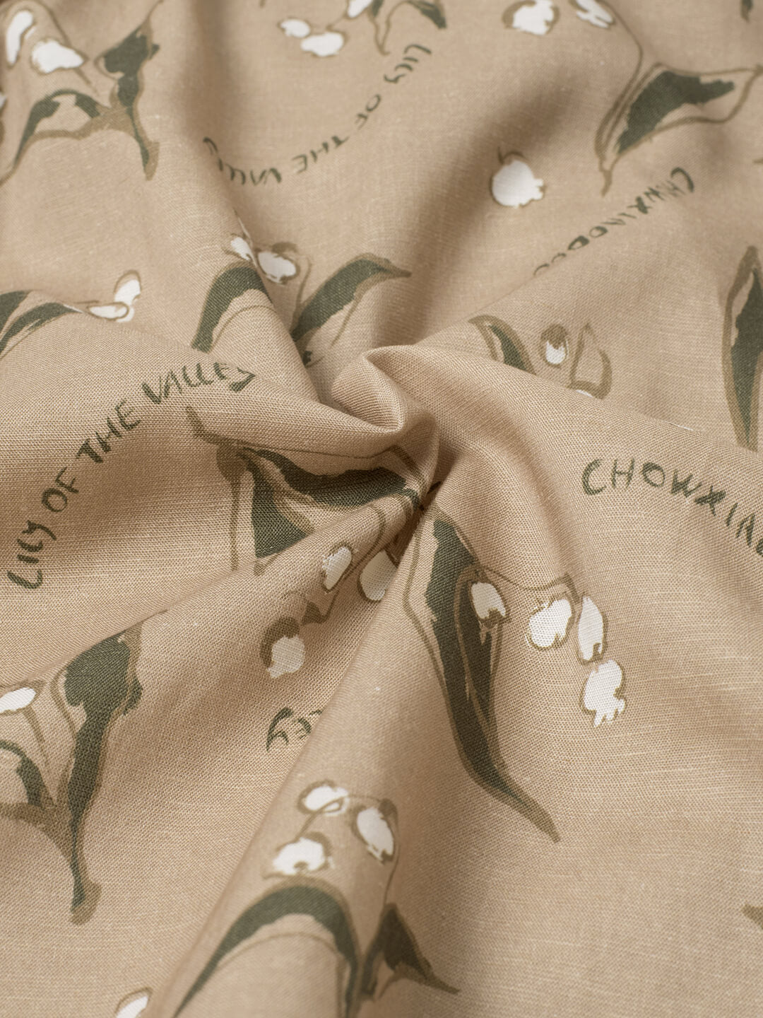 Convallaria Chowxiaodou Printed Khaki Midi Dress/Simple Retro/55181