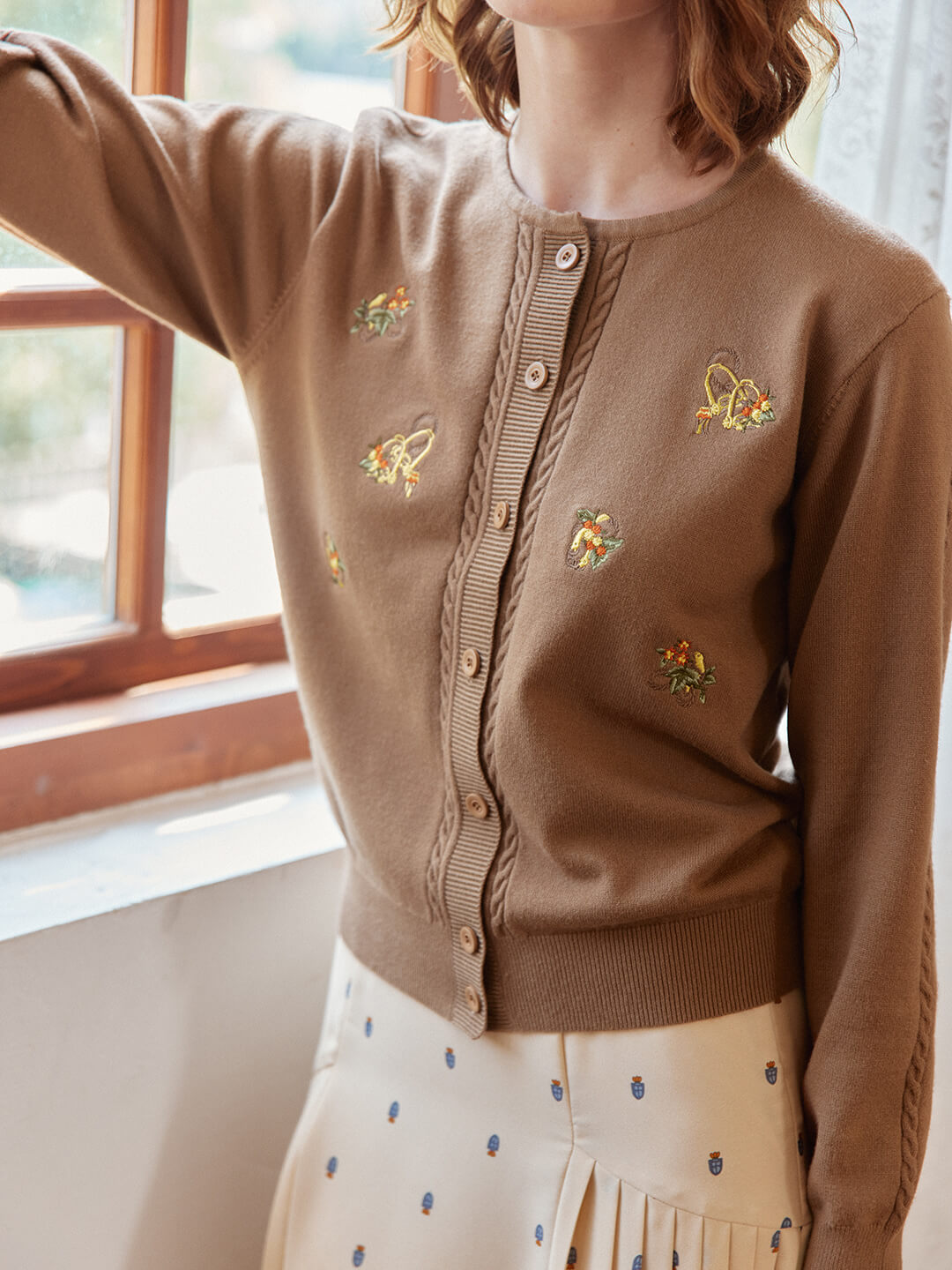 Kamila French Embroidery Cardigan/Simple Retro/22207