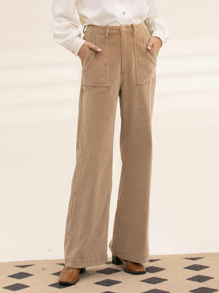 Oaklee Bell-bottomed Corduroy Trousers/ Simple Retro/ 11294