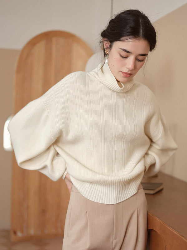 Aila Thick Turtleneck Creamy Knit Sweater/Simple Retro/11524