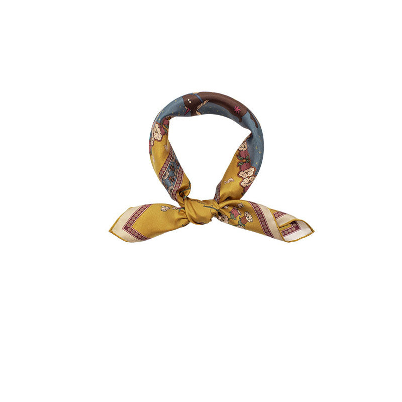 Chowxiaodou 16 Momme Mulberry Silk Twill Small Square Scarf 65*65