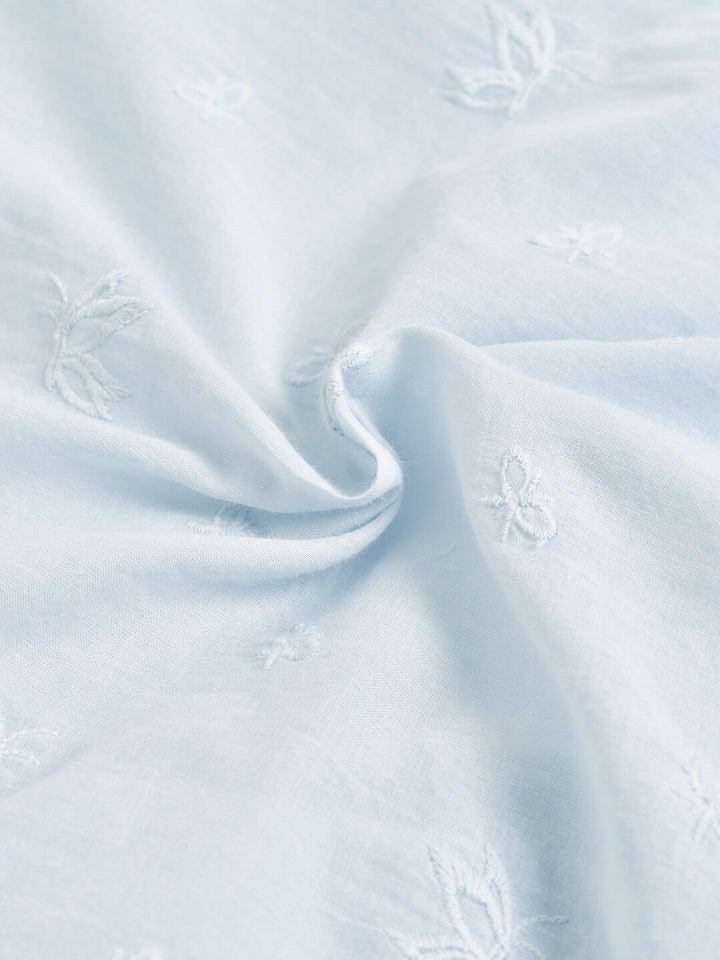 Angie Puff Sleeve Blue Embroidered Dress/Simple Retro/66062