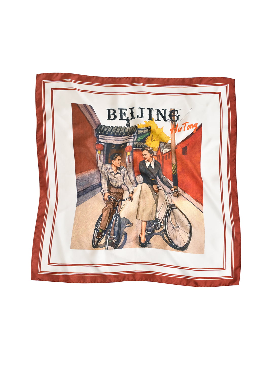 Jack City Illustration Silk Square Scarf/SIMPLE RETRO
