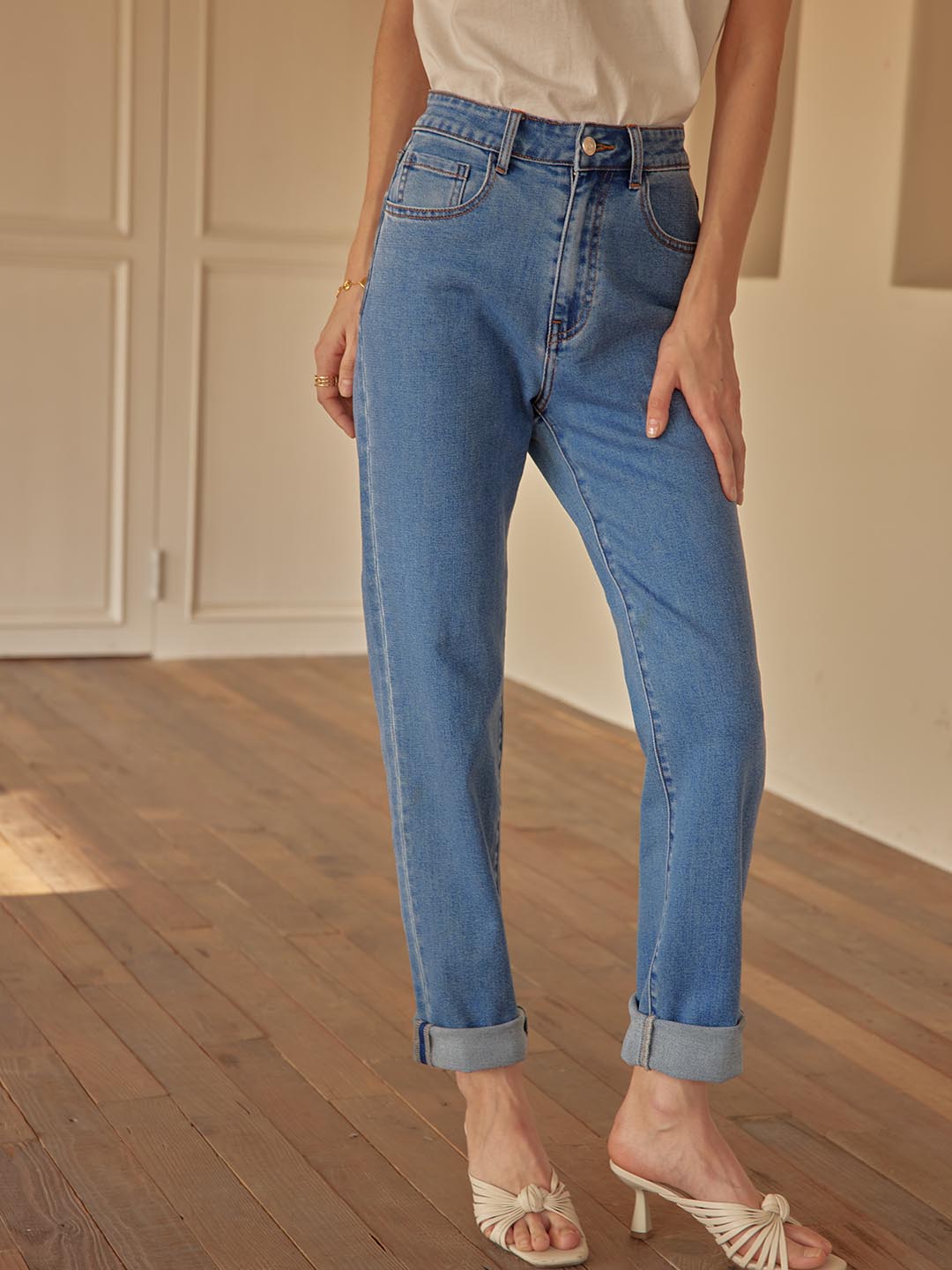 Kira High-Waisted Straight Jeans/Simple Retro/1210047