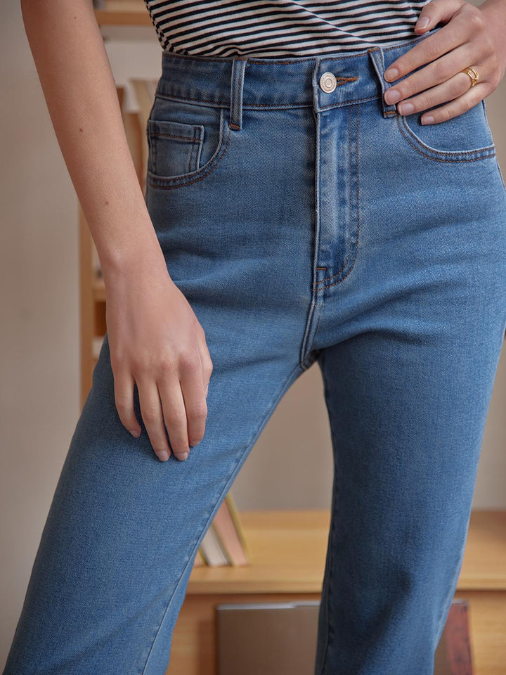 Kira High-Waisted Straight Jeans/Simple Retro/1210047