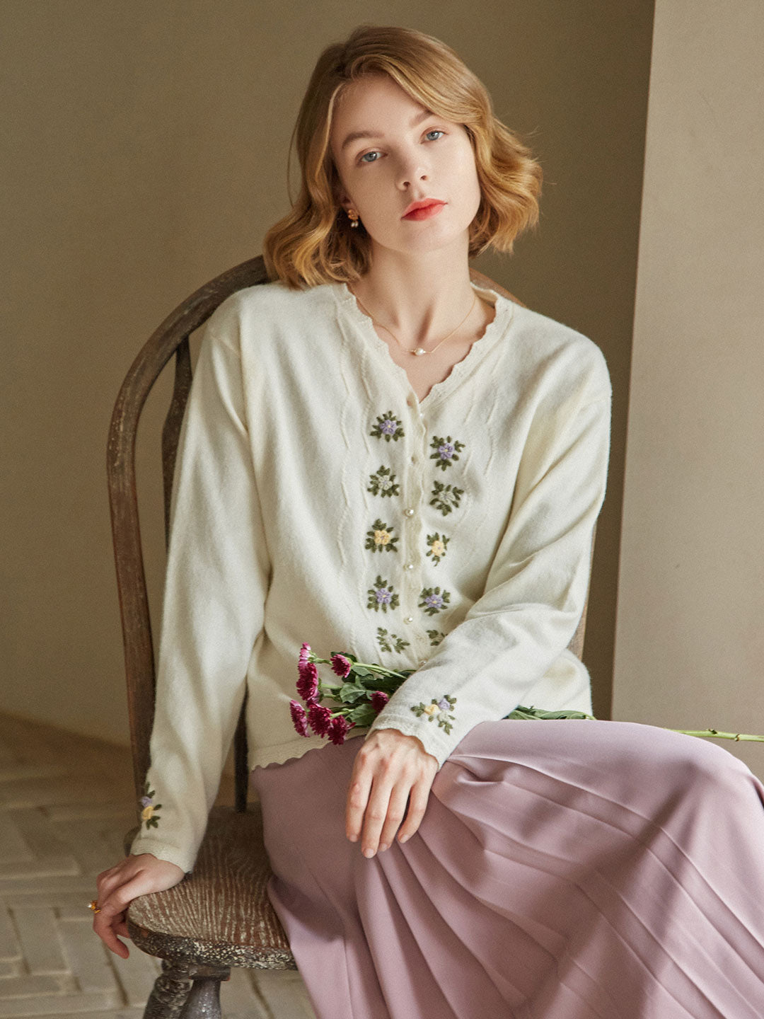 Eranthe Handmade Embroidery Knitwear/Simple Retro/22147