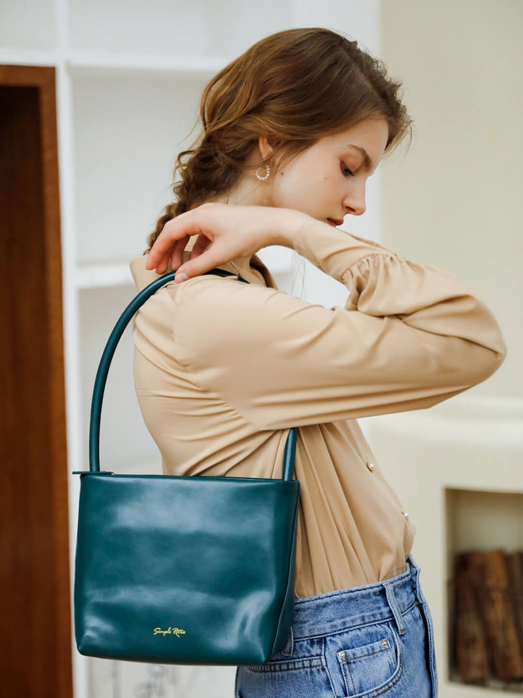 Leather Jane Handbag Atrovirens