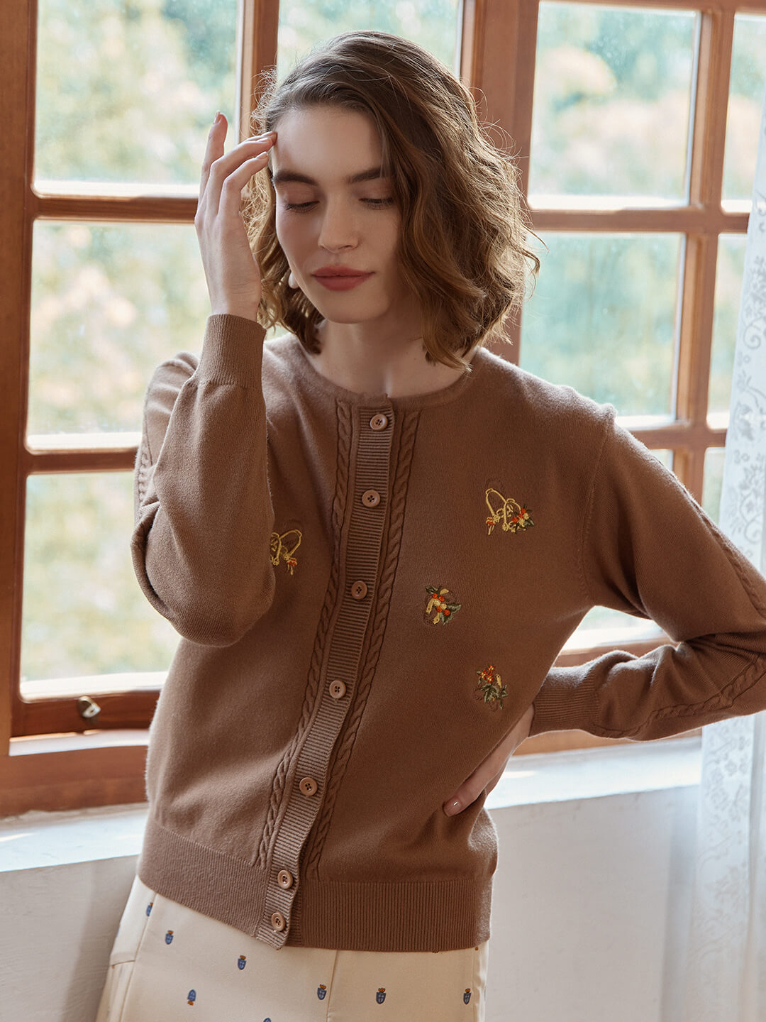 Kamila French Embroidery Cardigan/Simple Retro/22207