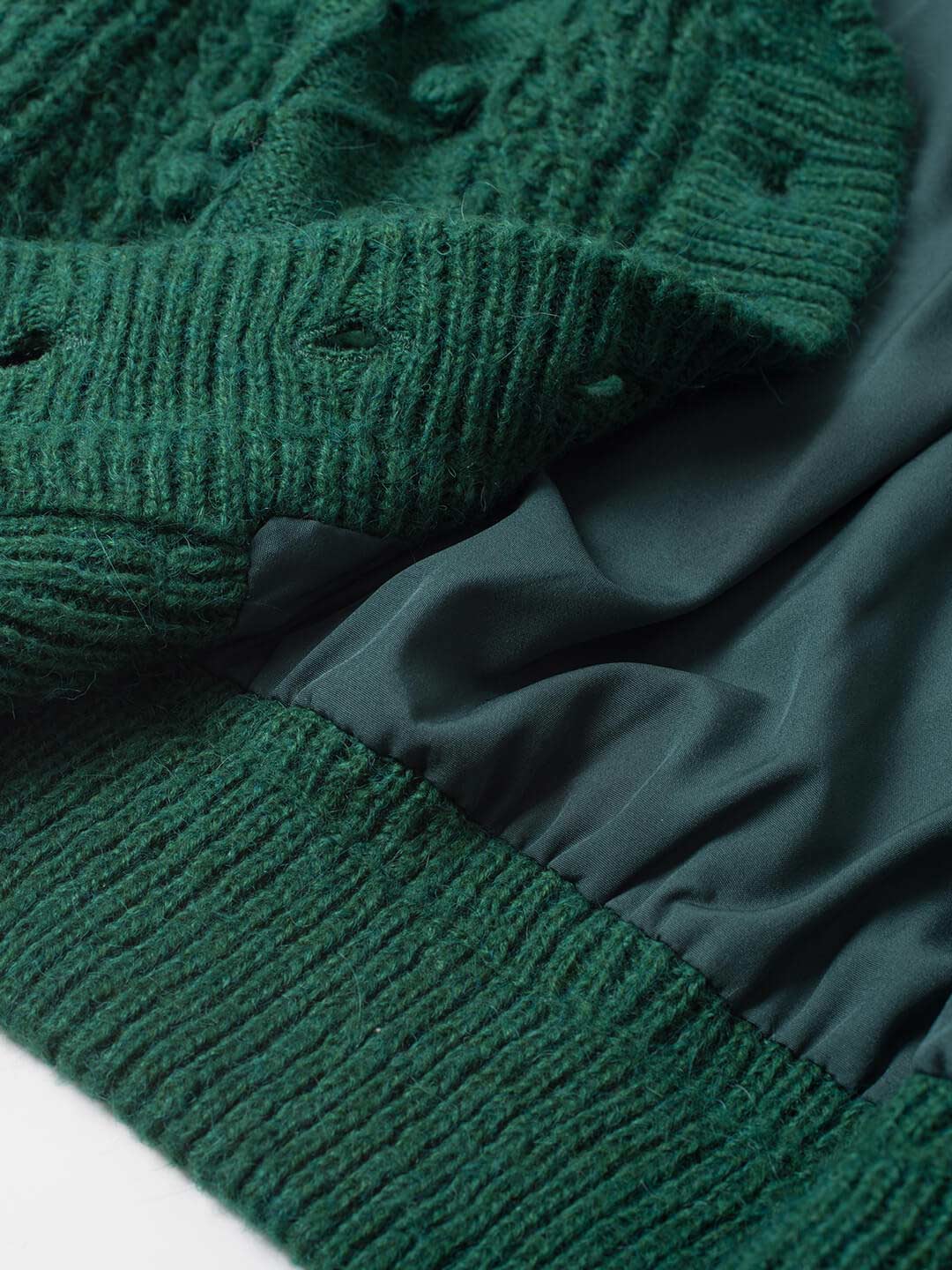 Nataly Cable Popcorn Chunky Green Knit Cardigan/Simple Retro/77017