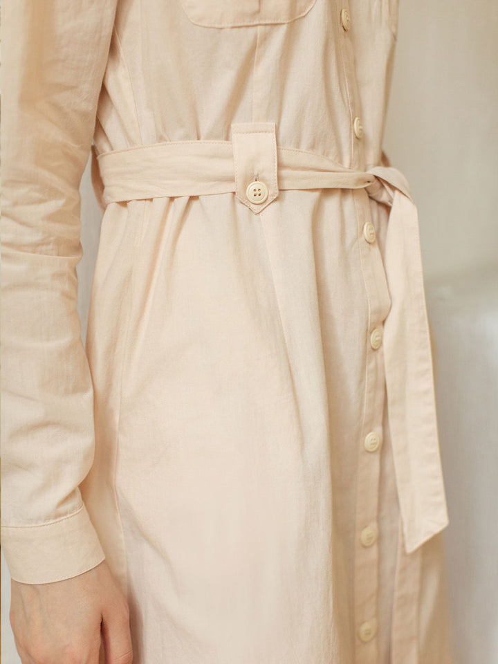 Zoe 100% Cotton Maxi Shirt Dress/Simple Retro/222323