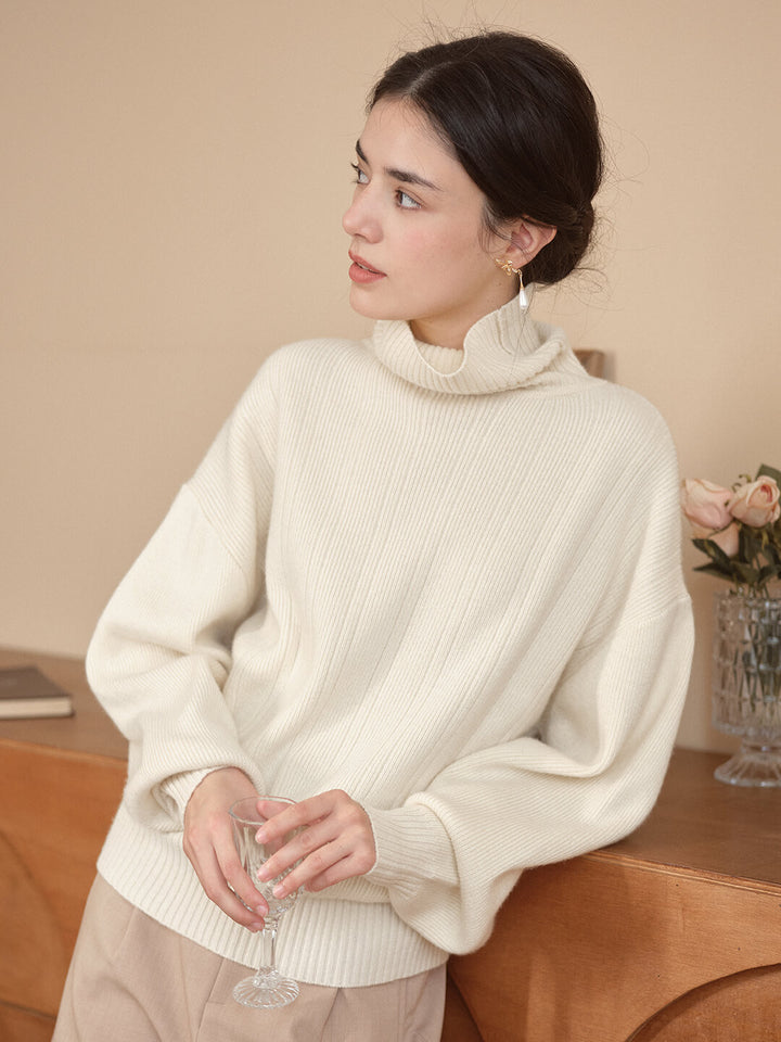 Aila Thick Turtleneck Creamy Knit Sweater/Simple Retro/11524