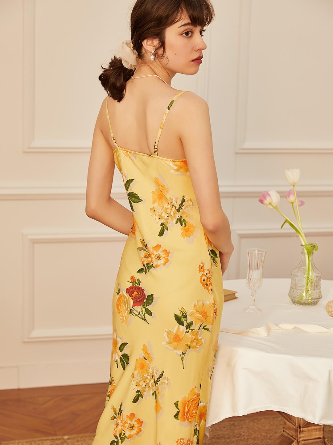 【Final Sale】Amira French Satin Slip Dress