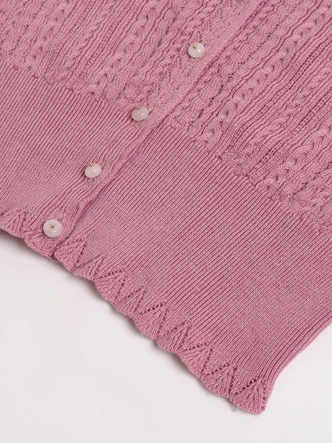 Emma Cable Pink Knit Cardigan