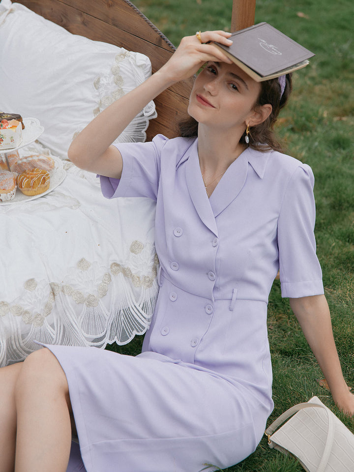 Natalie Chiffon Suit Midi Dress/Simple Retro/11232