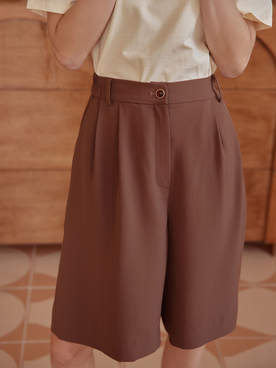 Daiki Chiffon Straight Shorts/Simple Retro/11058