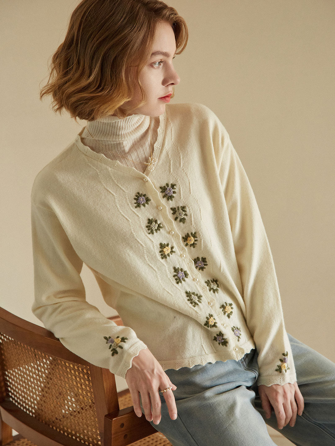 Eranthe Handmade Embroidery Knitwear/Simple Retro/22147