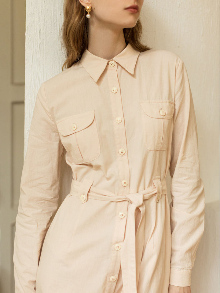 Zoe 100% Cotton Maxi Shirt Dress/Simple Retro/222323