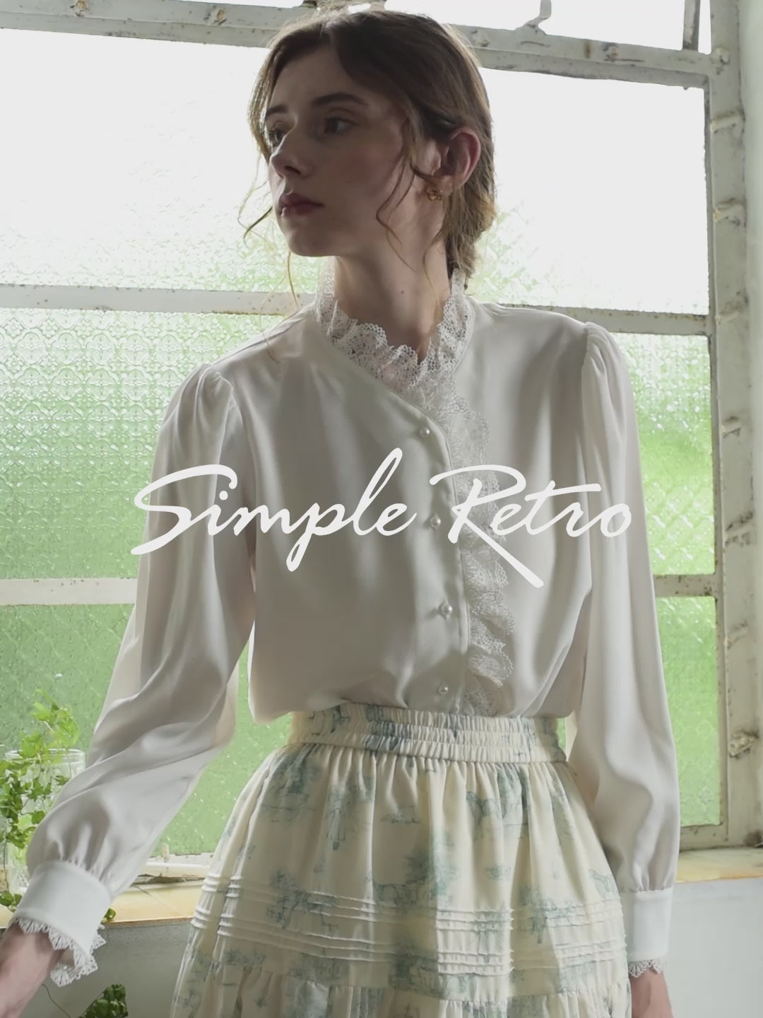Hanna Puff Sleeve White Lace Blouse/SIMPLERETRO