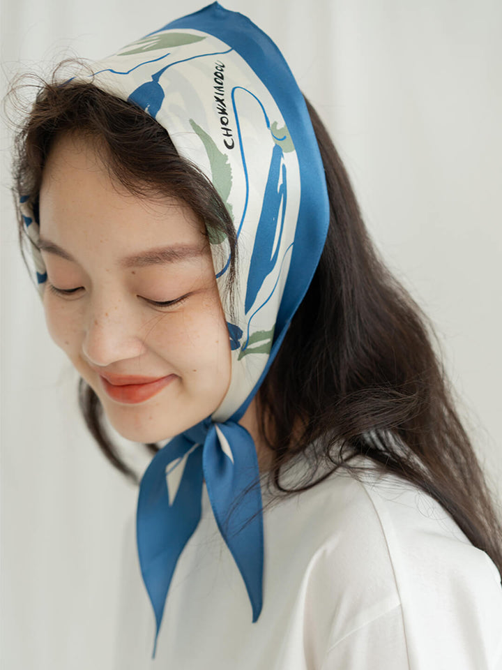 Chowxiaodou Rainbow Girl Satin Silk Rhombic Scarf/Simple Retro/44043