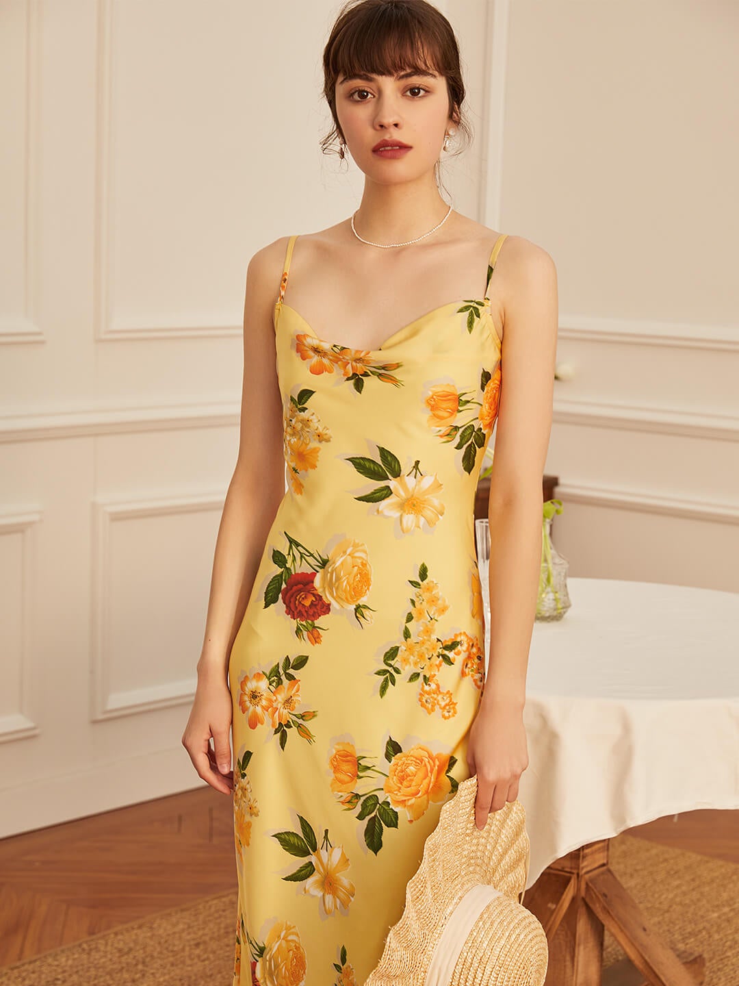 【Final Sale】Amira French Satin Slip Dress