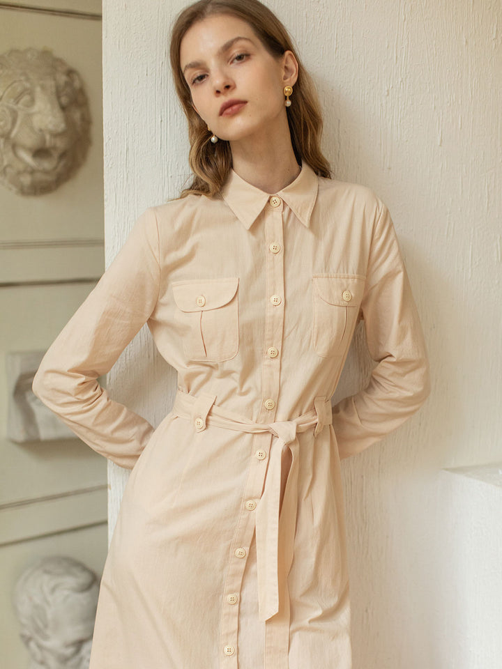 Zoe 100% Cotton Maxi Shirt Dress/Simple Retro/222323