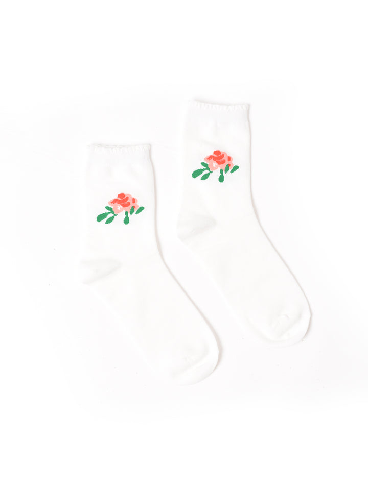 Lena Floral Printed Crew Socks/Simple Retro/77022