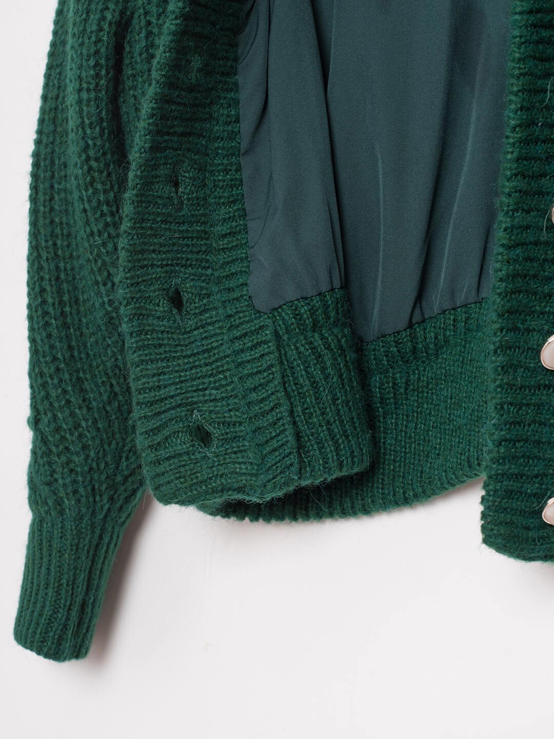 Nataly Cable Popcorn Chunky Green Knit Cardigan/Simple Retro/77017