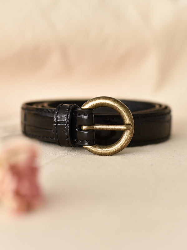 Eva Crocodile Pattern Leather Belt