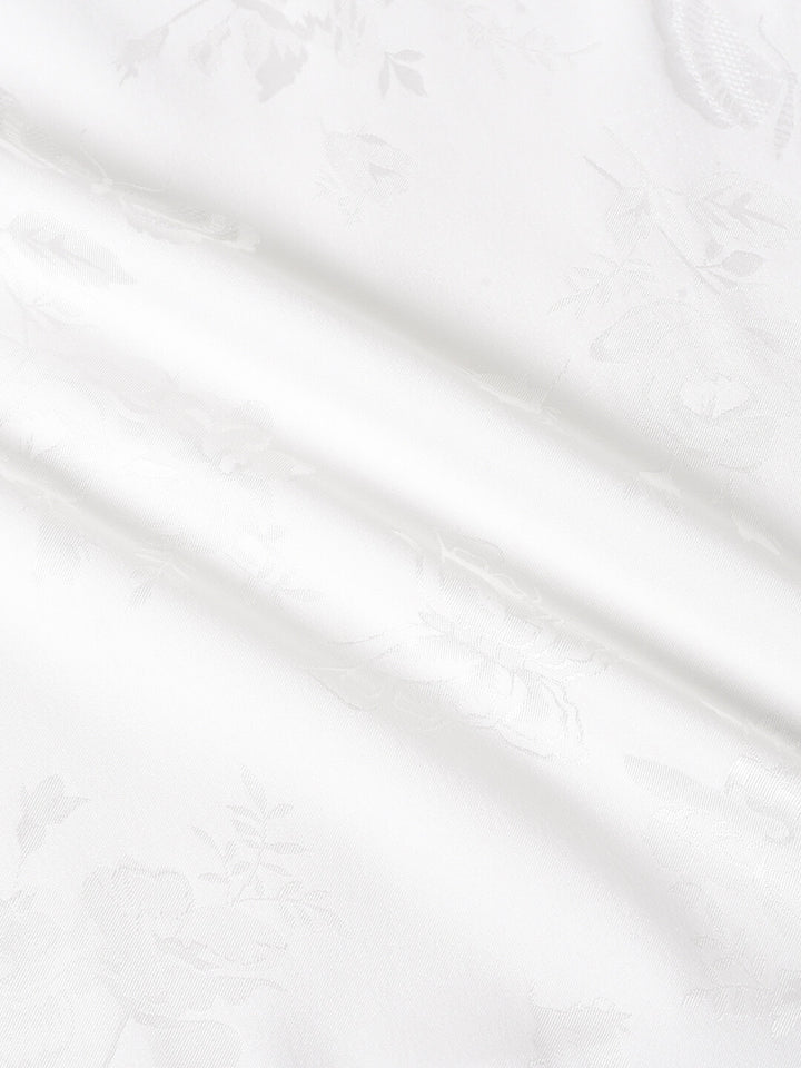 Kora Retro Floral Jacquard White Tea Length Dress/Simple Retro/77033