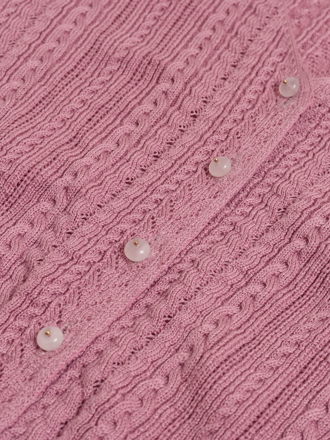Emma Cable Pink Knit Cardigan