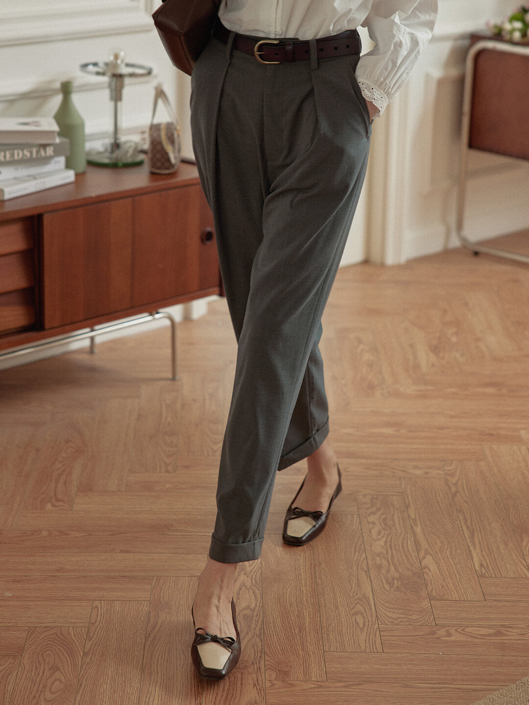 【FINAL SALE】Ashley High-waisted Grey Trousers