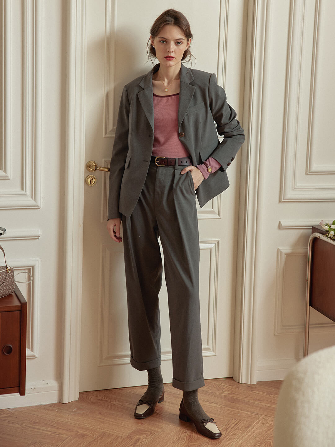 【FINAL SALE】Ashley High-waisted Grey Trousers