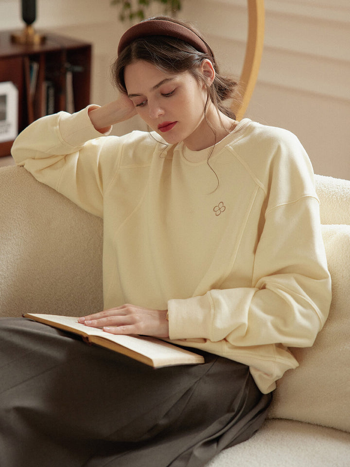 Ellie Logo Embroidered Yellow Sweatshirt/simpleretro