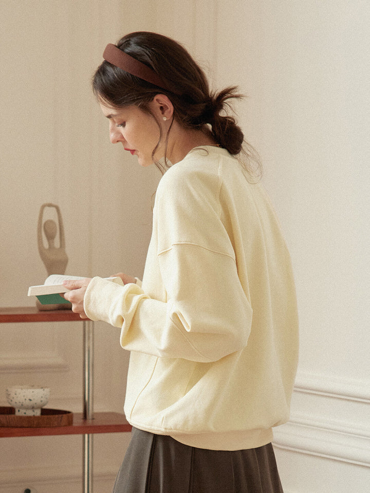 Ellie Logo Embroidered Yellow Sweatshirt/simpleretro