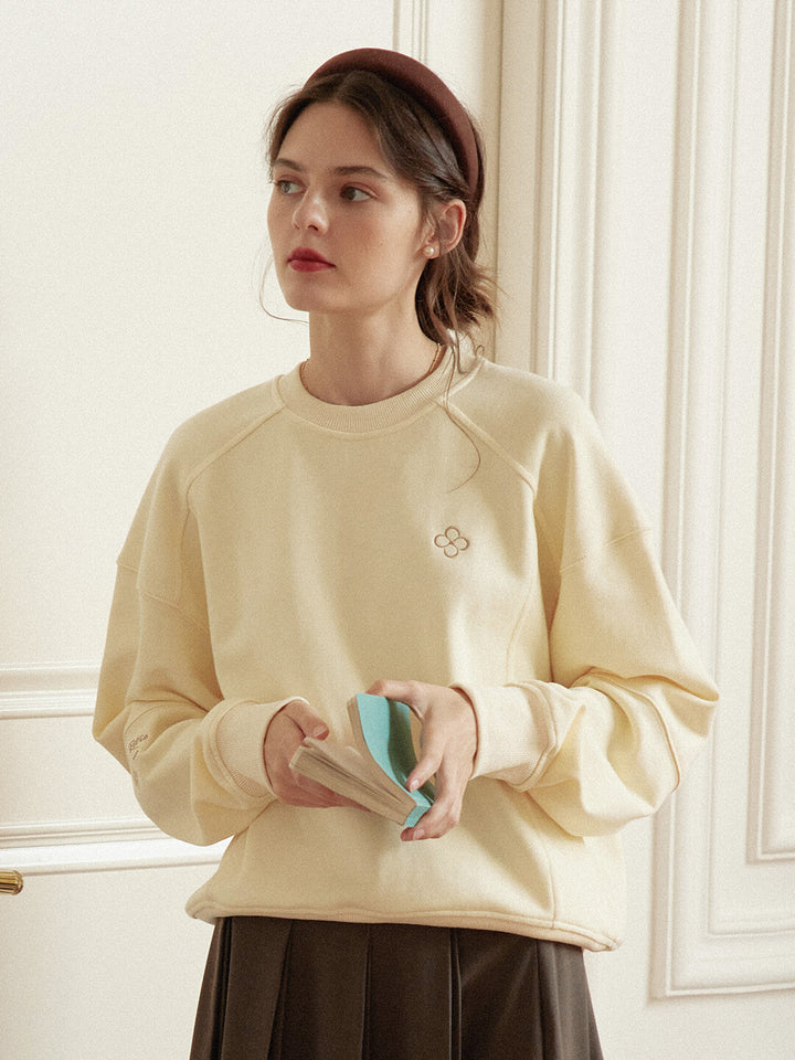 Ellie Logo Embroidered Yellow Sweatshirt/simpleretro