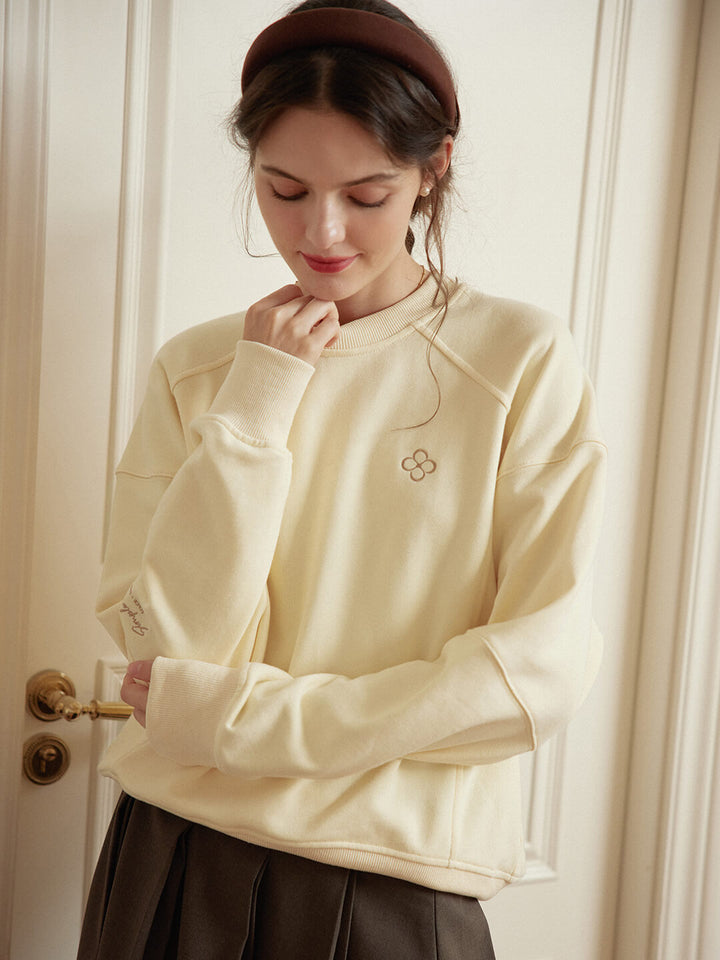 Ellie Logo Embroidered Yellow Sweatshirt/simpleretro