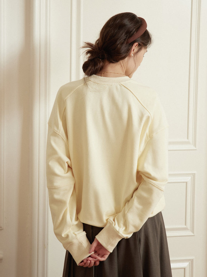 Ellie Logo Embroidered Yellow Sweatshirt/simpleretro
