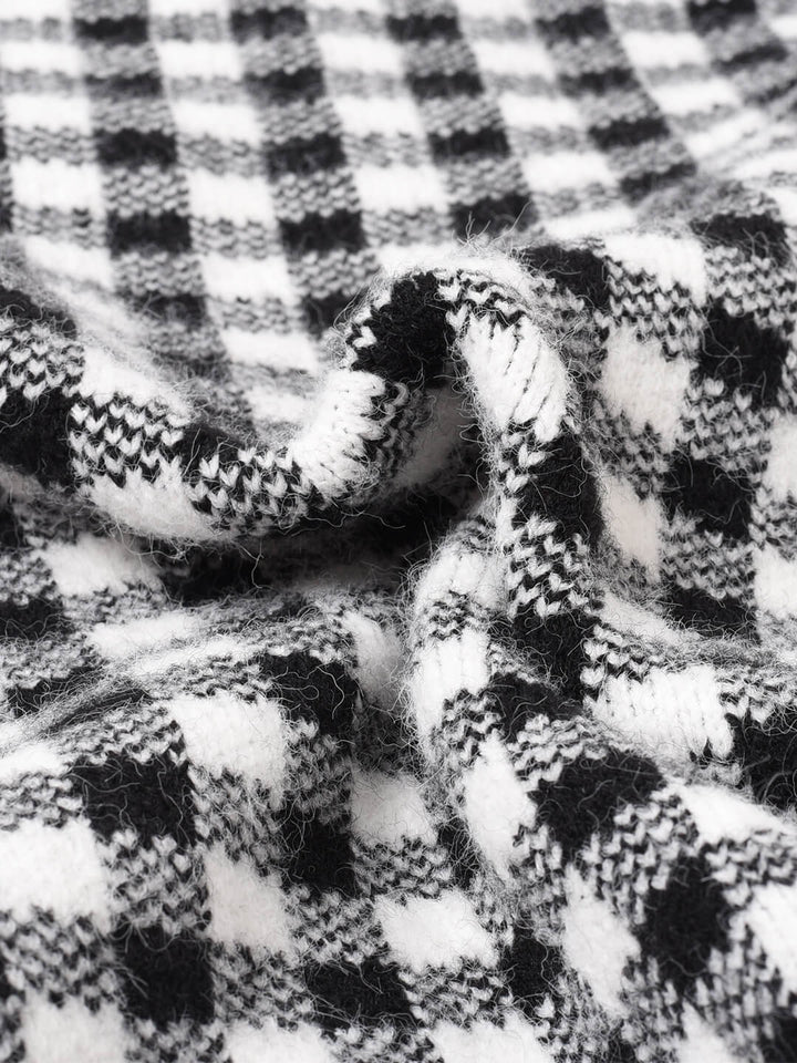 Ansley Checkerboard Black Knit Cardigan/Simple Retro/66014