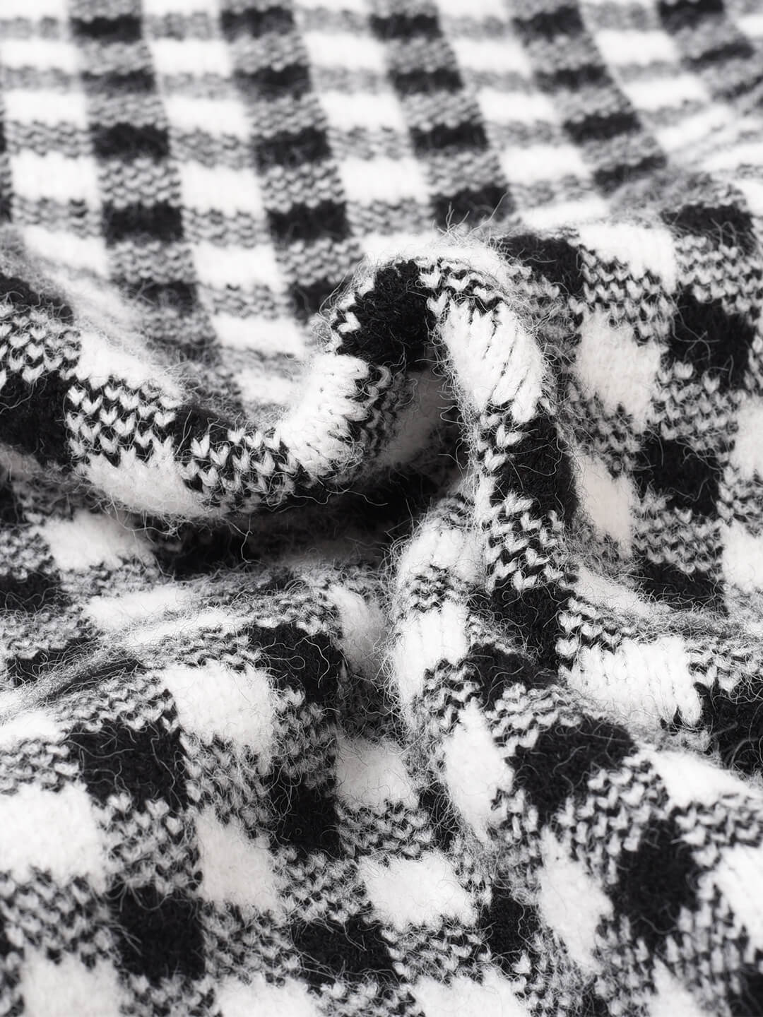 Ansley Checkerboard Black Midi Knitted Skirt/Simple Retro/66015