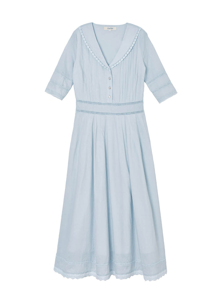 Fiona Cotton Blue Midi Dress/SIMPLE RETRO