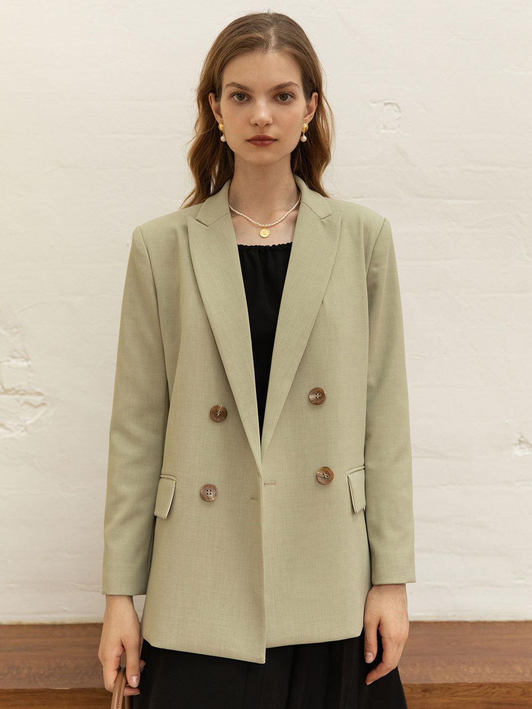 Abigail Double-breasted Straight Blazer/Simple Retro/11237