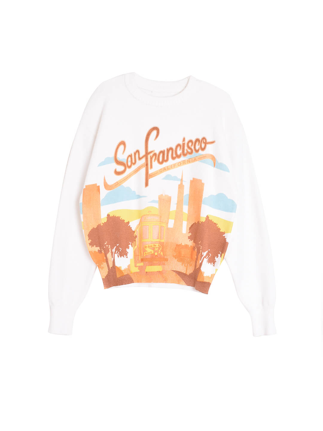 Elaina Printed Crewneck White Sweatshirt/Simple Retro/77020