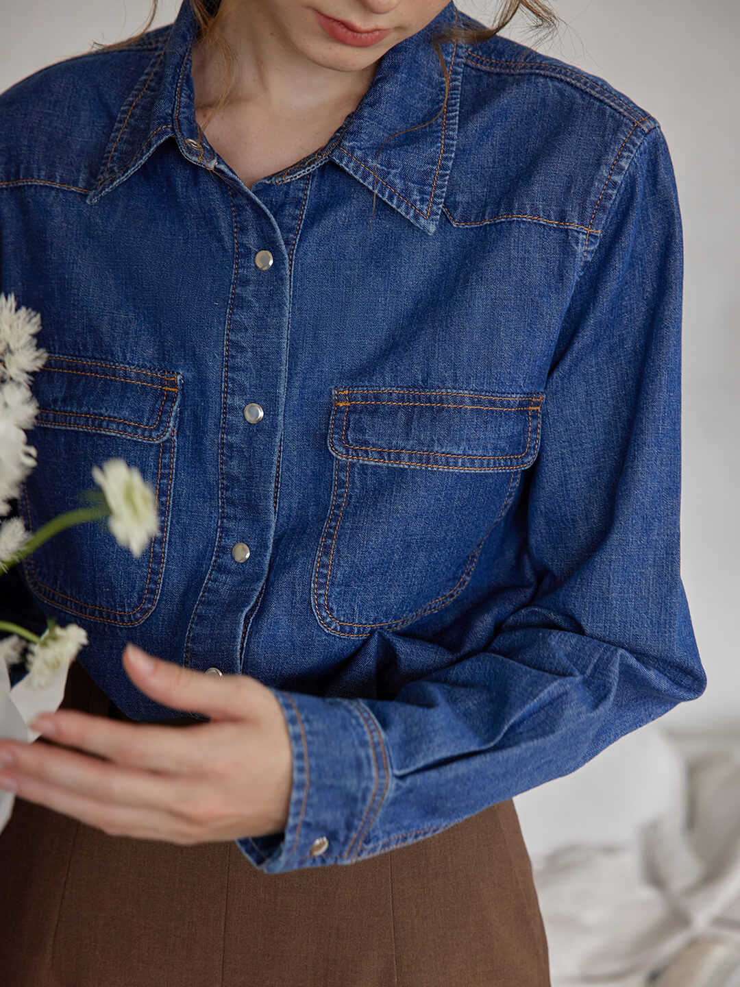 Layla Blue Denim Shirt/simpleretro