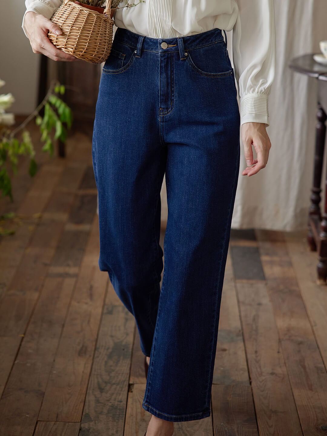 Felicia Straight Denim Blue Jeans/SIMPLERETRO