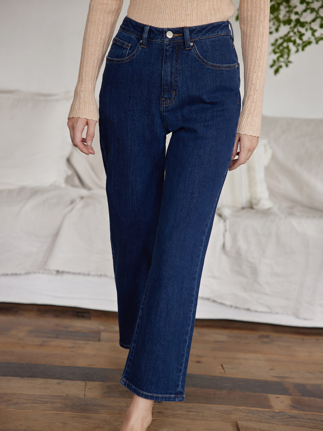 Felicia Straight Denim Blue Jeans/SIMPLERETRO