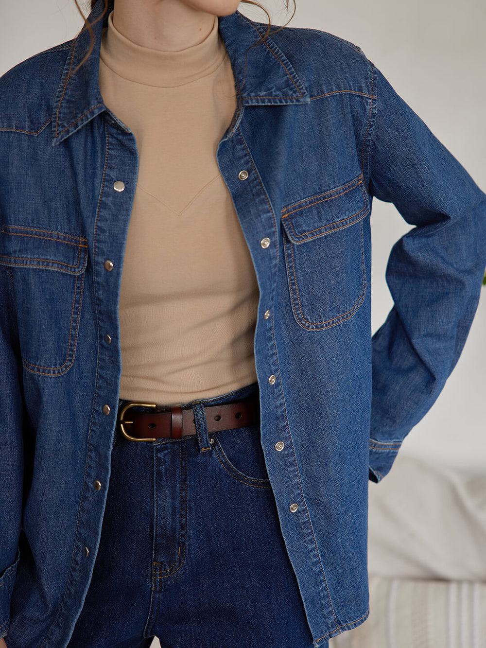 Blue Lace Denim Shirt