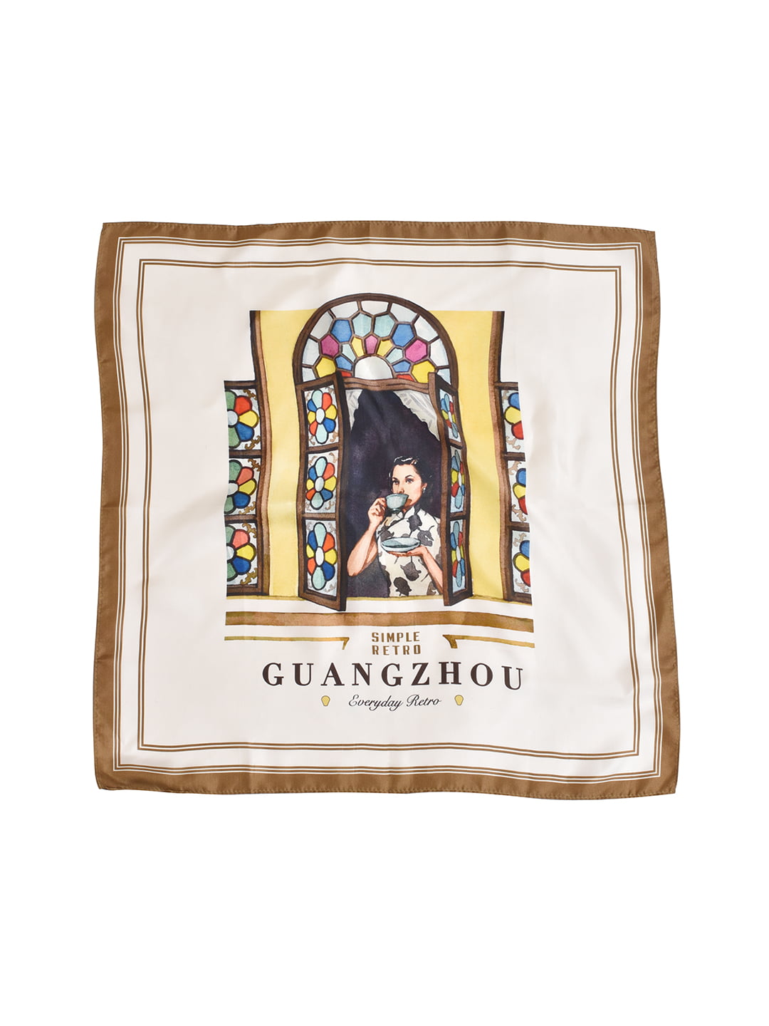 Jack City Illustration Silk Square Scarf/SIMPLE RETRO