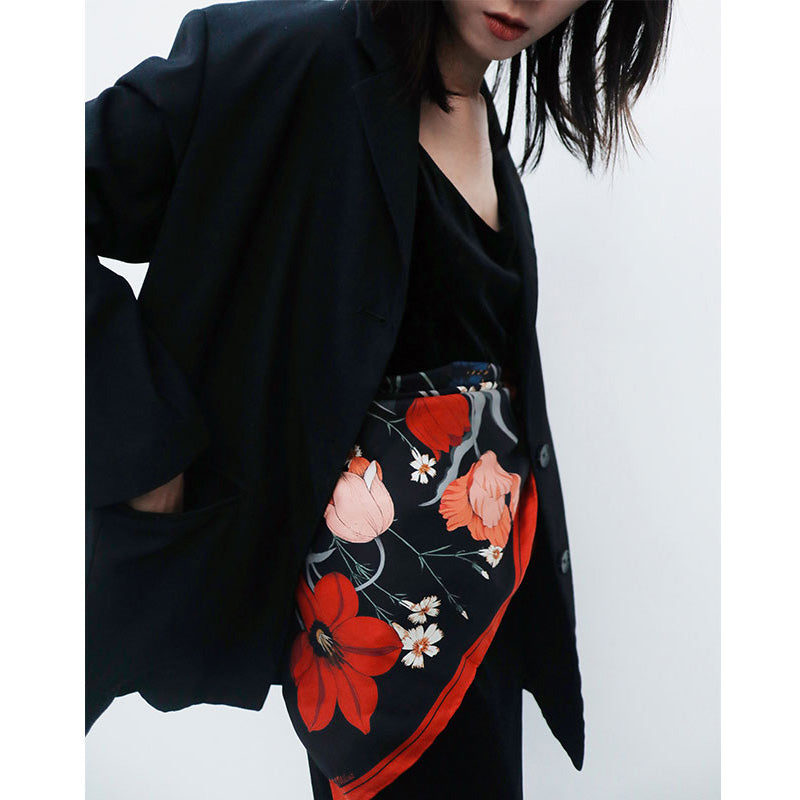 Chowxiaodou 16 Momme Tulip Silk Twill Large Square Scarf  90*90