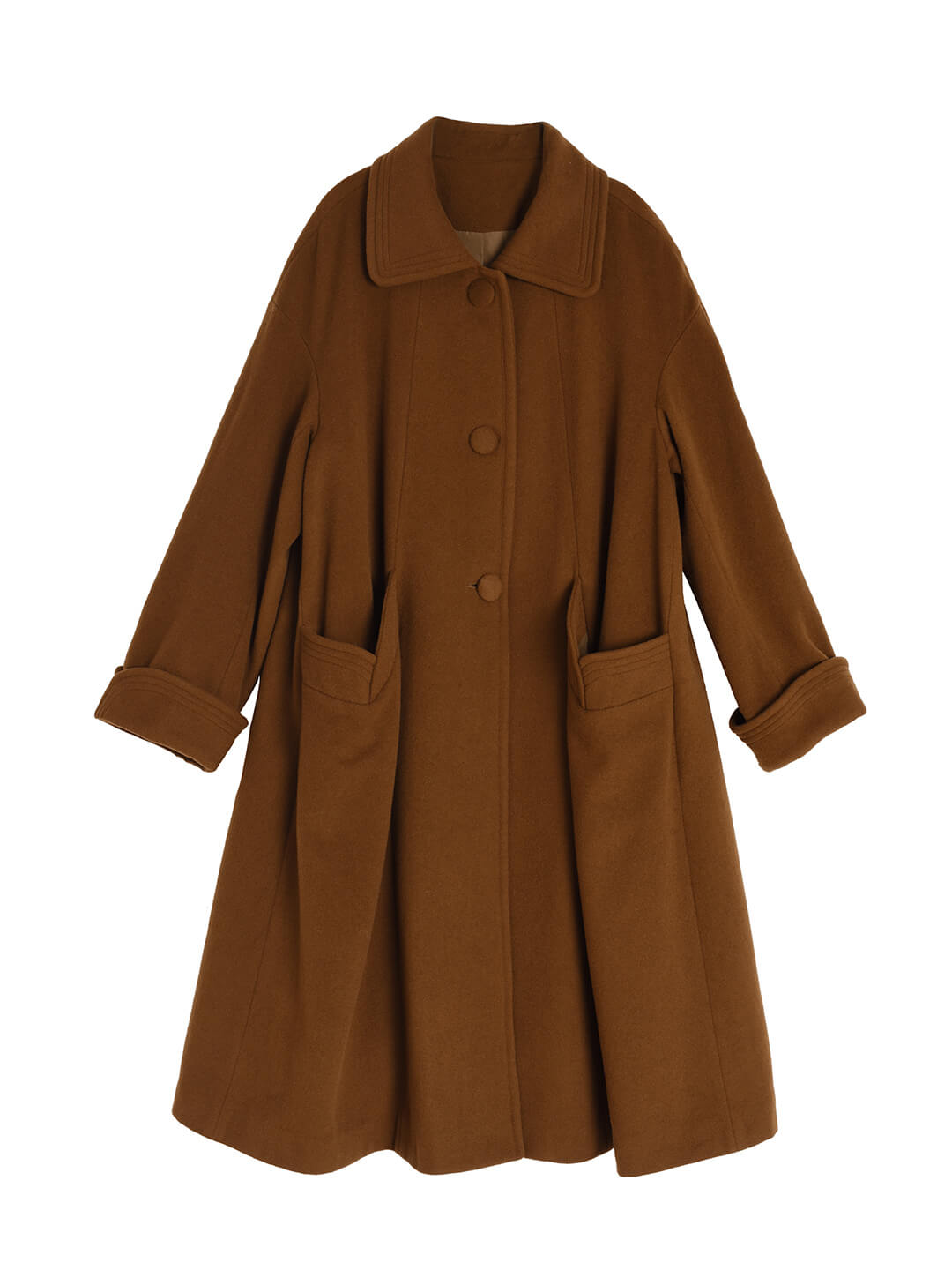 Bella Vintage 100% Wool Caramel Long Coat/Simple Retro/77007