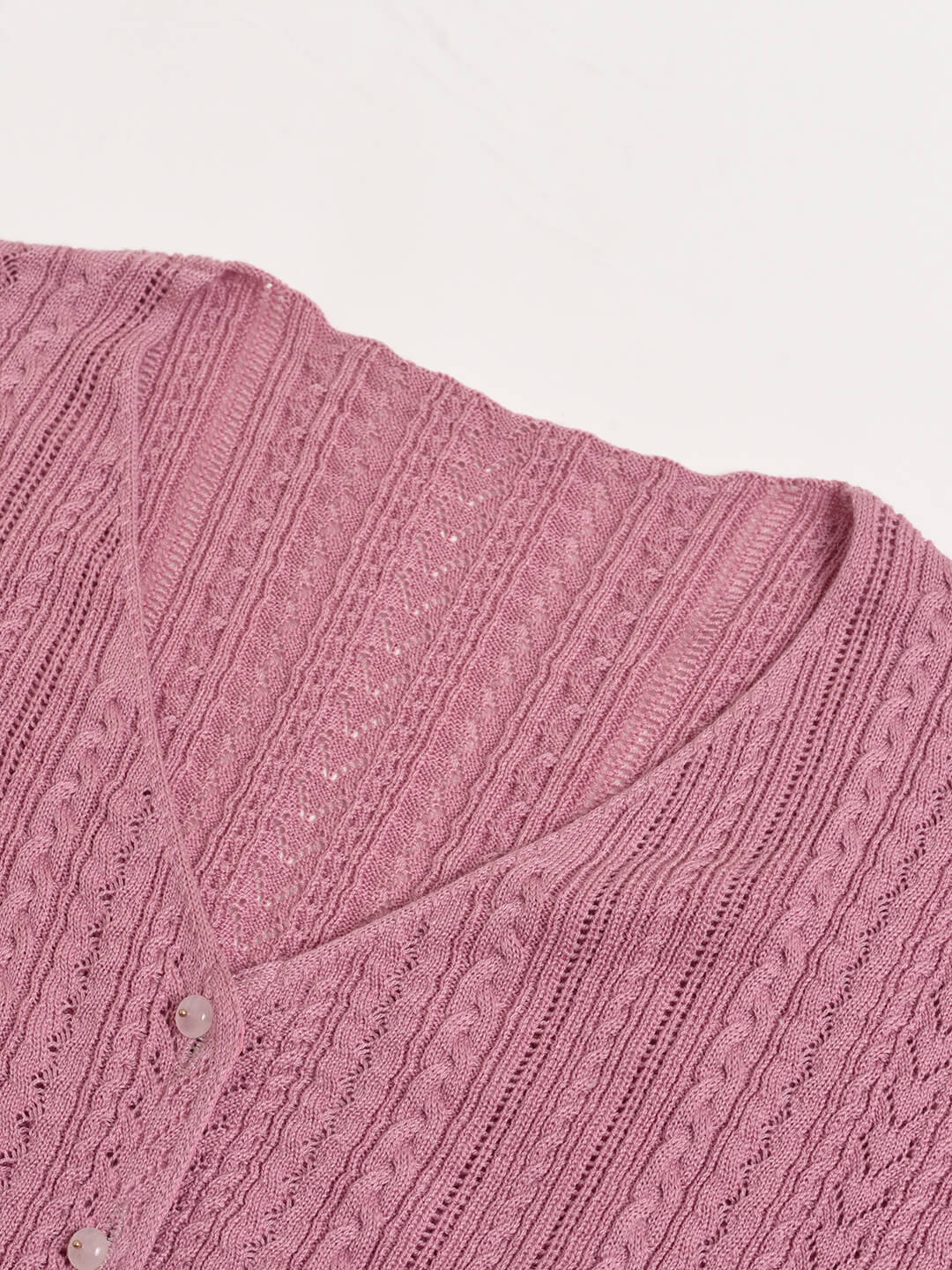 Emma Cable Pink Knit Cardigan
